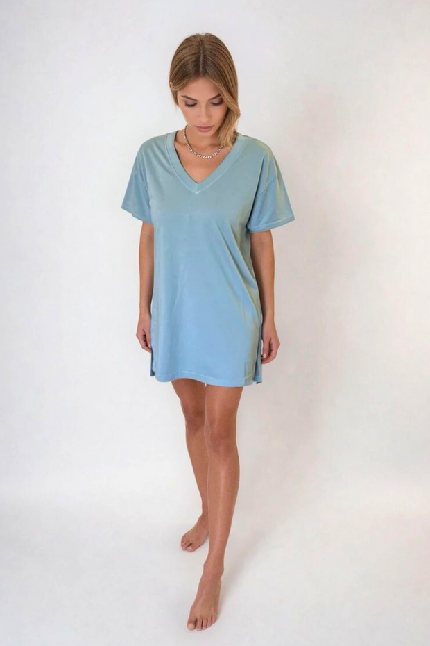 BOYFRIEND TEE SLEEP DRESS- SOFT SAGE