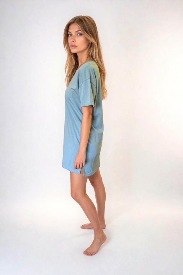 BOYFRIEND TEE SLEEP DRESS- SOFT SAGE