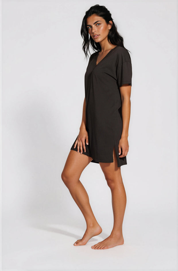 After Sunset BOYFRIEND TEE SLEEP DRESS — Black NIGHT Black NIGHT / XL / tencel/cotton