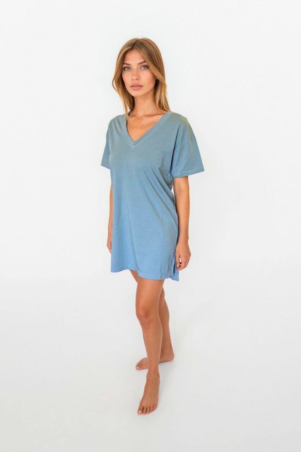 BOYFRIEND TEE SLEEP DRESS- SOFT SAGE